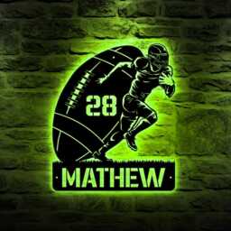 Custom Football Us Flag Metal Name Sign, Personalized Player Wall Art, Sports Room Decor - thumbnail 1