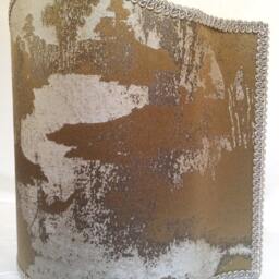 Venetian Lamp Shade Bronze & Silver Jacquard Rubelli Fabric Sumi Pattern Half Lampshade - Handmade in Italy - thumbnail 3