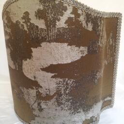 Venetian Lamp Shade Bronze & Silver Jacquard Rubelli Fabric Sumi Pattern Half Lampshade - Handmade in Italy - thumbnail 4