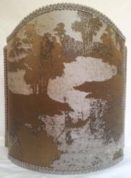 Venetian Lamp Shade Bronze & Silver Jacquard Rubelli Fabric Sumi Pattern Half Lampshade - Handmade in Italy - thumbnail 1