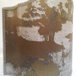 Venetian Lamp Shade Bronze & Silver Jacquard Rubelli Fabric Sumi Pattern Half Lampshade - Handmade in Italy - thumbnail 2