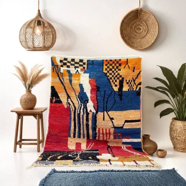 Handwoven Beni Ourain Wool Rug Moroccan Shag Rug For Living Room - image 1