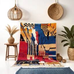 Handwoven Beni Ourain Wool Rug Moroccan Shag Rug For Living Room - thumbnail 1