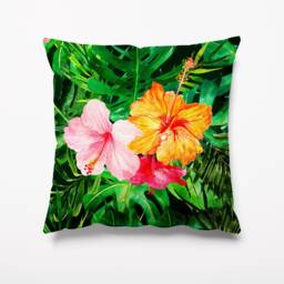 Tropical Hula Green Floral Garden Cushion - Waterproof Outdoor Water Resistant Cushions Pillows 18 - thumbnail 1