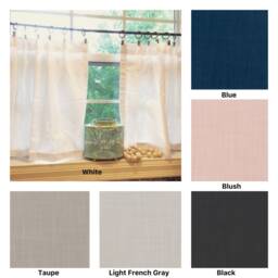 Cotton Linen Blend Cafe Curtains Shabby Chic Farmhouse Tier Curtains - thumbnail 2