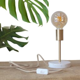 Minimal Table Lamp Marble Light Modern Rustic Midcentury Brass Lighting Boho Home Decor - thumbnail 2