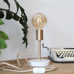 Minimal Table Lamp Marble Light Modern Rustic Midcentury Brass Lighting Boho Home Decor - thumbnail 4