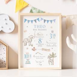 New Baby Personalised Print Birth Stat Details Keepsake Gift, Newborn Neutral Nursery Decor - thumbnail 3