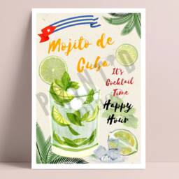 Mojito Print - Cocktail Kitchen Art Bartender Gift Lover Foodie Housewarming Decor Modern - thumbnail 3