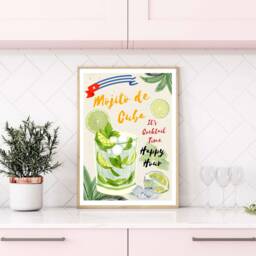 Mojito Print - Cocktail Kitchen Art Bartender Gift Lover Foodie Housewarming Decor Modern - thumbnail 1