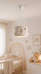 Neutral Nursery Lampshade Boho Macrame Rainbow Pendant Light