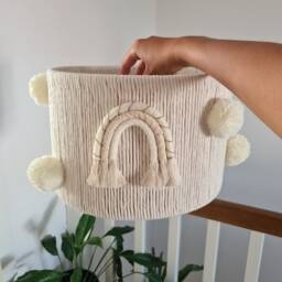 Neutral Nursery Lampshade Boho Macrame Rainbow Pendant Light - thumbnail 2