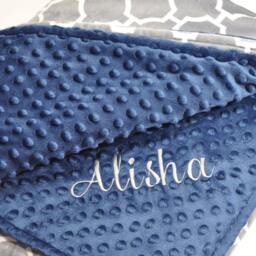 Minky Adult Blanket - Personalized Minky Large Throw Gray Blanket-Minky Throw-Grey - thumbnail 2