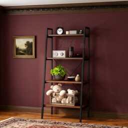 4 Tier Industrial Ladder Shelf Bookcase Rustic Storage Display Rack For Living Room Home Office Furniture