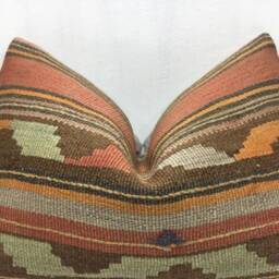 Vintage Kilim Pillow Cover, Handwoven Turkish Pillow, Bohemian Home Decor - 16x24 - thumbnail 2