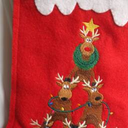 Personalized Christmas Stocking, Custom Reindeer New Home Housewarming Gift, Hostess Embroidered Stocking - thumbnail 2