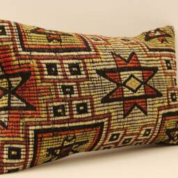 Anatolian Kilim Pillow, Striped Handwoven Sofa Pillow, 12x20 Decorative Cushion Cover Throw Pillow Koef-411 - thumbnail 2