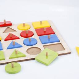 4 Color & Shape Early Education Geometric Puzzle - Large Wooden For Toddlers - thumbnail 3