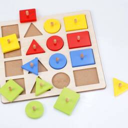 4 Color & Shape Early Education Geometric Puzzle - Large Wooden For Toddlers - thumbnail 4