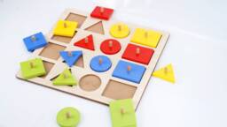 4 Color & Shape Early Education Geometric Puzzle - Large Wooden For Toddlers - thumbnail 1