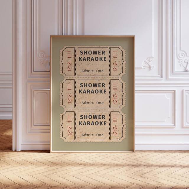Shower Karaoke Print Funny Bathroom Prints Wall Art Sage Green, Mocha Mouse, Mustard, Pink Lilac Home Decor Trendy Posters - image 1