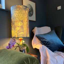 Forbidden Forest Velvet Cylinder Lampshade, Extra Tall Lampshade Trees Velvet - thumbnail 1