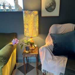 Forbidden Forest Velvet Cylinder Lampshade, Extra Tall Lampshade Trees Velvet - thumbnail 3
