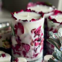 Rose Scented Soy Wax Candle - Dried Petals, Mother's Day Gift - thumbnail 2