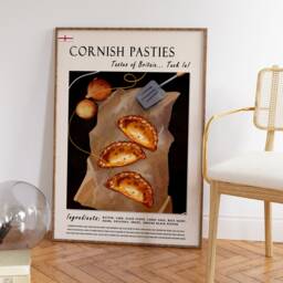 Cornish Pasty Food Poster, Art Print, British Kitchen Art, Retro Gift, A1/A2/A3/A4 - thumbnail 2
