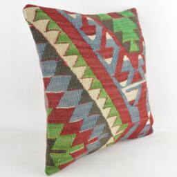 Kilim Pillow K20 16x16Inc, Kilim Cover, Home Decor, Decorative Throw - thumbnail 2
