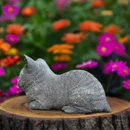 Lovely Cat Statue Concrete Kitten Figurine Stone Pet Memorial Sculpture Outdoor Yard Ornament Garden Animal Art Decor Cat Lover Gift - thumbnail 3