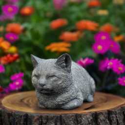 Lovely Cat Statue Concrete Kitten Figurine Stone Pet Memorial Sculpture Outdoor Yard Ornament Garden Animal Art Decor Cat Lover Gift - thumbnail 2