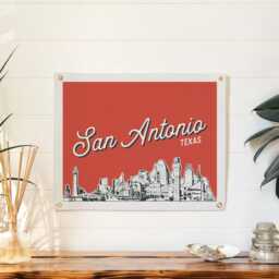 San Antonio, Texas Felt Poster Banner - City Skyline Wall Art Print Sign. Vintage City Line Drawing Pennant Home Decor. Handmade Gift Idea - thumbnail 2