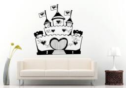 Princess Love Heart Cute Pretty Beautiful Castle Mansion Kids Children Toddler Baby Girls Wall Decal Vinyl Sticker Mural Room Decor L1082 - thumbnail 1