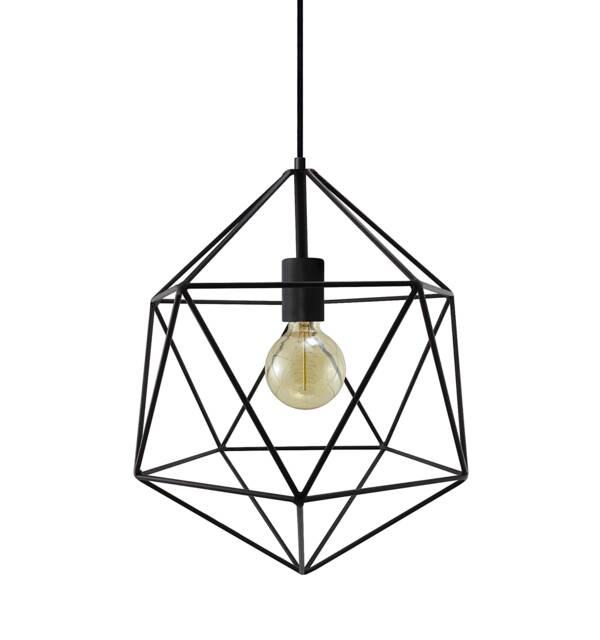 Minimal Modern Chandelier Geometric Light Cage Pendant Lighting Globe Ceiling Lamp Black Metal Polyhedron - image 1