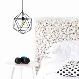 Minimal Modern Chandelier Geometric Light Cage Pendant Lighting Globe Ceiling Lamp Black Metal Polyhedron - thumbnail 2