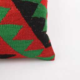 Vintage Turkish Kilim Pillow Cover Handwoven Wool Throw - 16x16 - thumbnail 3