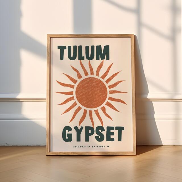 Tulum Gypset Print - 3 Colours Travel - Travel Prints, Print, Travel, Mexico, Poster, Mexico Funky, Boho - image 1