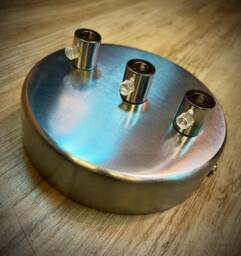 3Way Metal Ceiling Rose in Brushed Chrome Finish Fully Handmade Ideal For Pendant Lighting