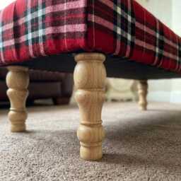 Red Tartan Upholstered Footstool Ottoman Pouffe - thumbnail 4