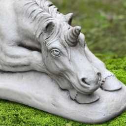 Lying Concrete Unicorn Sculpture Horse Figure Fantasy Animal Ornament Stone Garden Outdoor Decor Yard Art - thumbnail 2