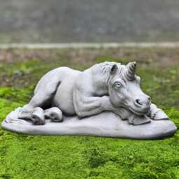 Lying Concrete Unicorn Sculpture Horse Figure Fantasy Animal Ornament Stone Garden Outdoor Decor Yard Art - thumbnail 1
