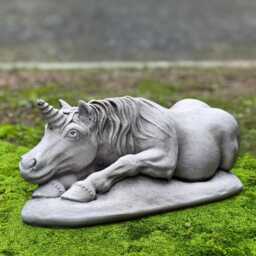Lying Concrete Unicorn Sculpture Horse Figure Fantasy Animal Ornament Stone Garden Outdoor Decor Yard Art - thumbnail 3