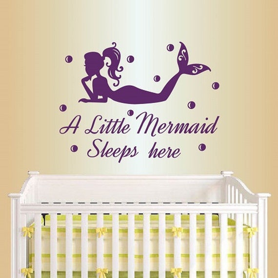 In-Style Decals Wall Vinyl Decal Home Decor Art Sticker A Little Mermaid Sleeps Here Phrase Quote Girl Nursery Removable Design 59 - image 1