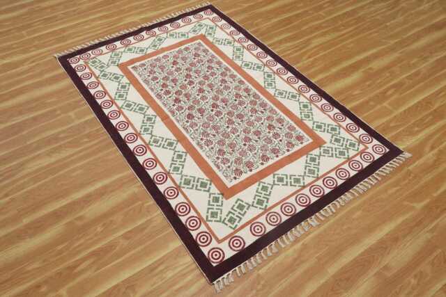 Handmade Block Printed Rug Hallway Stair Runner 4x30 Feet Large 8x10 Area Indoor Outdooor Square 12x12 Bedroom Floor 6x9 - image 1