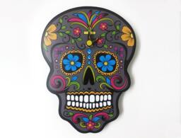 Gray Sugar Skull - Day Of The Dead -Dia De Los Muertos Calavera Wall Clock - thumbnail 1