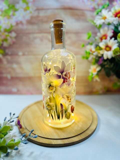 Daffodil Flowers Bottle Lamp, Led Light Up Bottle, Home Decor - image 1