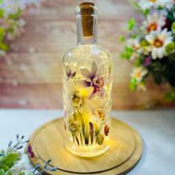 Daffodil Flowers Bottle Lamp, Led Light Up Bottle, Home Decor - thumbnail 3