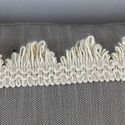 Linen Lumbar Cushion With Natural Cotton Fan Shaped Trim & Insert - thumbnail 3