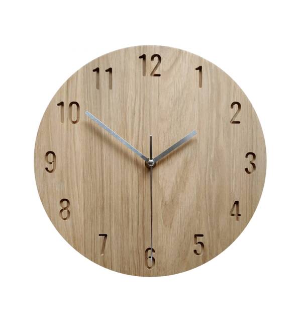 Minimalist Oak Wooden Wall Clock Silent Modern Decor 11In, 28cm - image 1